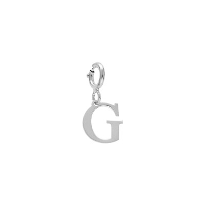 Charm initiale G en argent rhodié