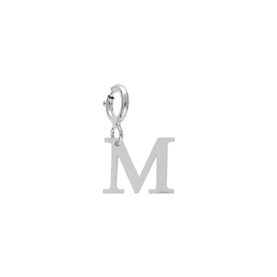 Charm initiale M en argent rhodié