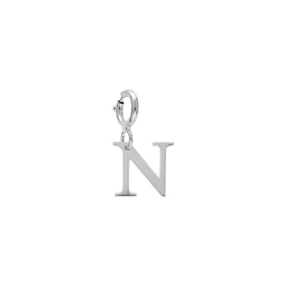 Charm initiale N en argent rhodié