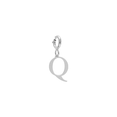 Charm initiale Q en argent rhodié