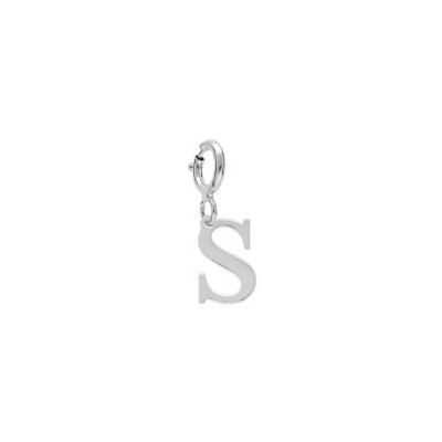 Charm initiale S en argent rhodié