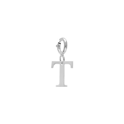 Charm initiale T en argent rhodié