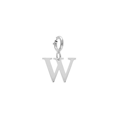 Charm initiale W en argent rhodié