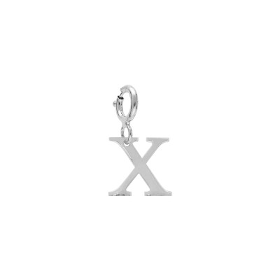 Charm initiale X en argent rhodié