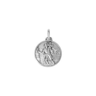 Médaille St Christophe 21mm en argent rhodié