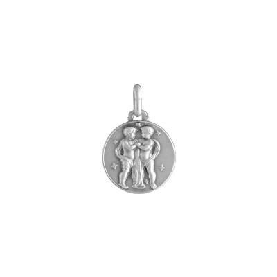 Médaille zodiaque gémeaux en argent rhodié