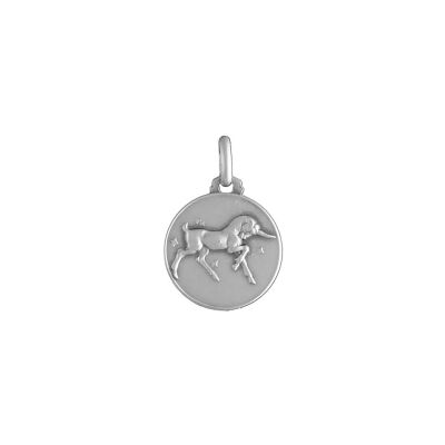 Médaille zodiaque Capricorne en argent rhodié