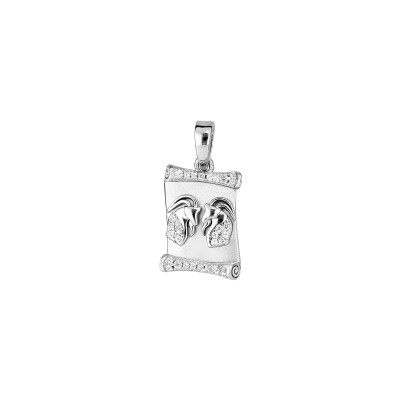 Pendentif parchemin zodiaque Bélier en argent rhodié et oxydes de zirconium