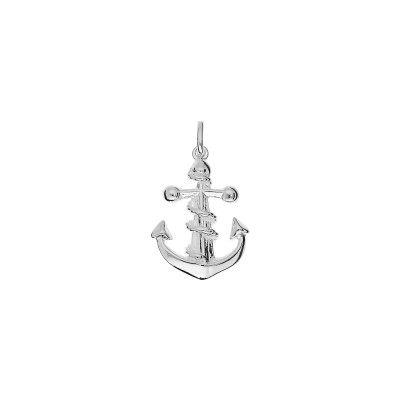 Pendentif Ancre marine en argent rhodié
