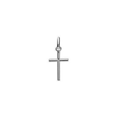 Pendentif moyenne croix fine 18mm en argent rhodié