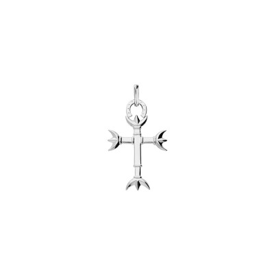 Pendentif croix Camarguaise petit modèle 24 x 19 mm en argent rhodié