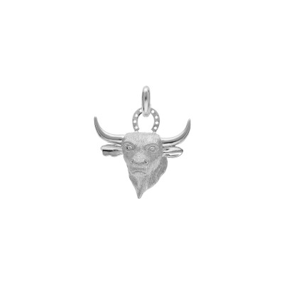 Pendentif Tête de taureau en argent rhodié