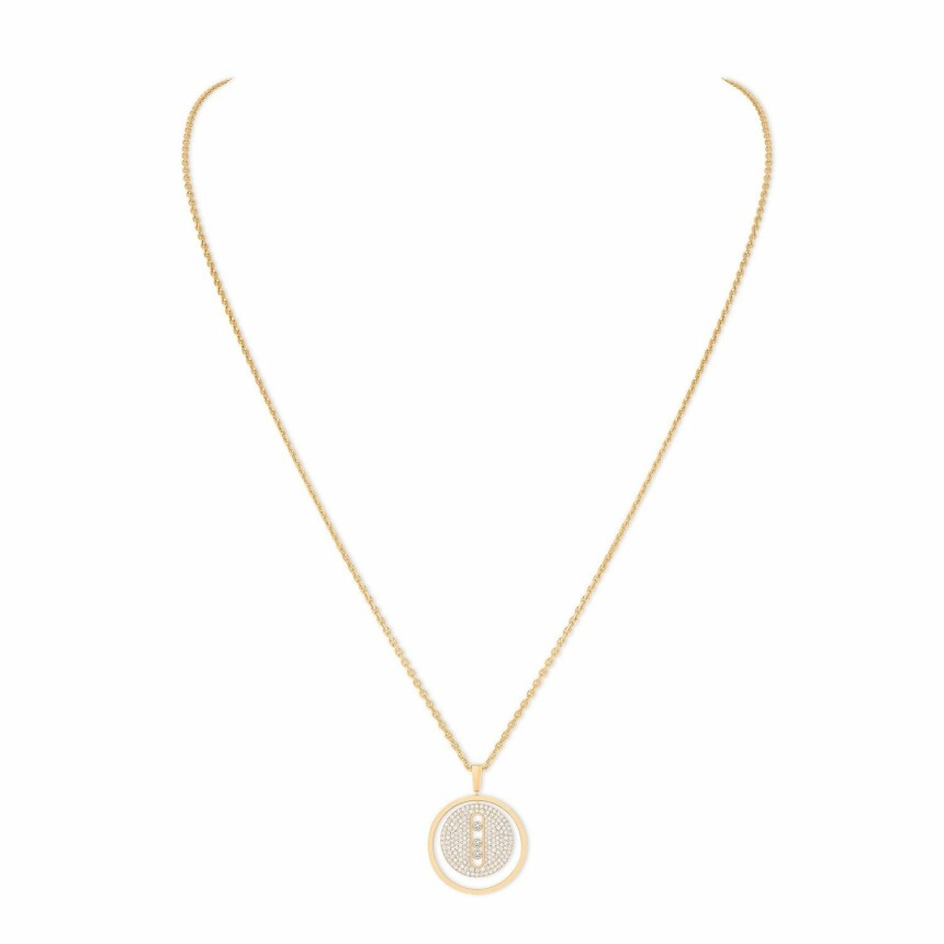 Messika Lucky Move M pave necklace, yellow gold, diamonds