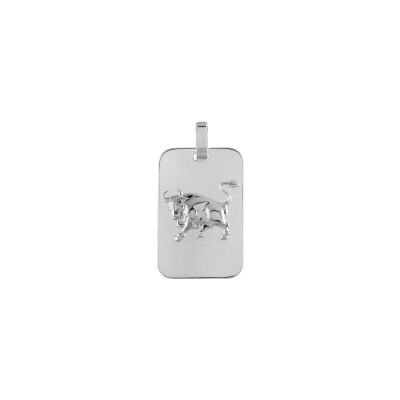 Pendentif zodiaque Taureau en argent rhodié brillant