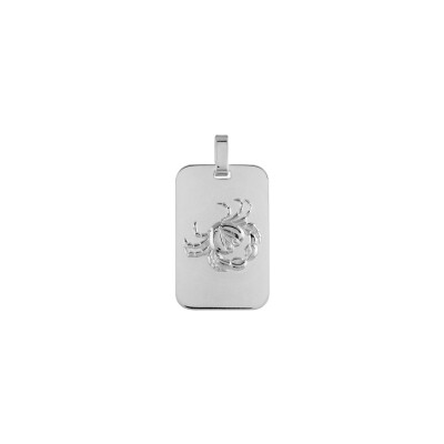 Pendentif zodiaque Cancer en argent rhodié brillant