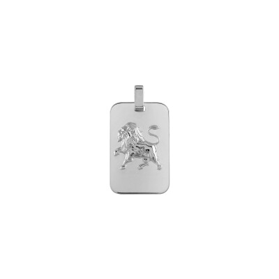Pendentif zodiaque Lion en argent rhodié brillant