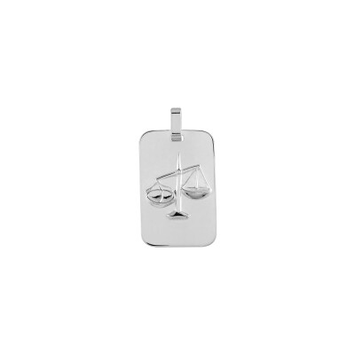 Pendentif zodiaque Balance en argent rhodié brillant