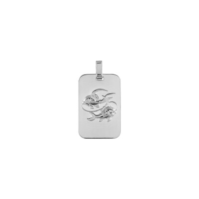Pendentif zodiaque Poisson en argent rhodié brillant