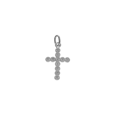 Pendentif petite croix 12 x 16mm en argent rhodié et oxydes de zirconium