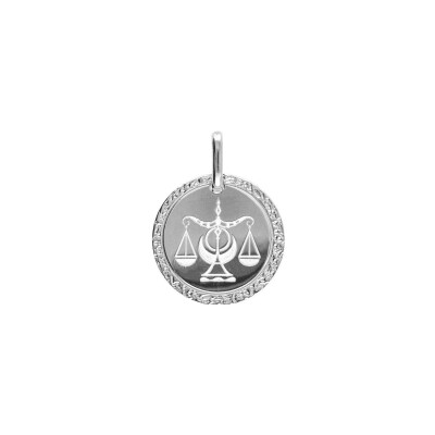 Médaille 15mm zodiaque Balance en argent rhodié