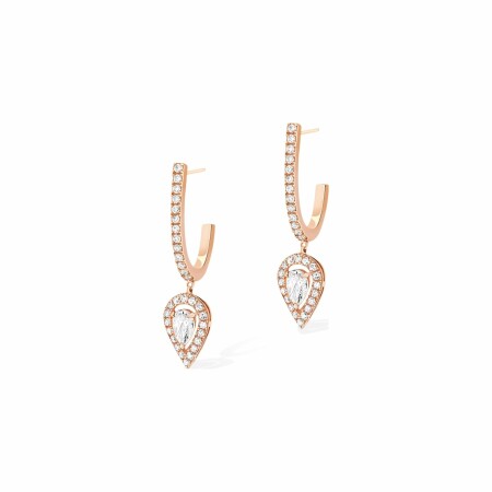 Boucles d'oreilles créoles Messika Joy en or rose et diamants