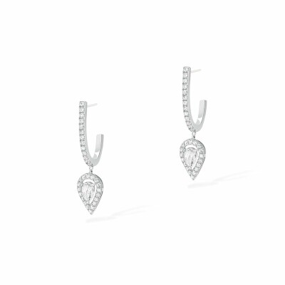 Boucles d'oreilles créoles Messika Joy en or blanc et diamants