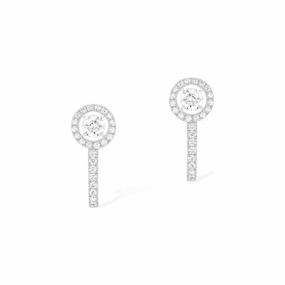 Boucles d'oreilles créoles Messika Joy en or blanc et diamants