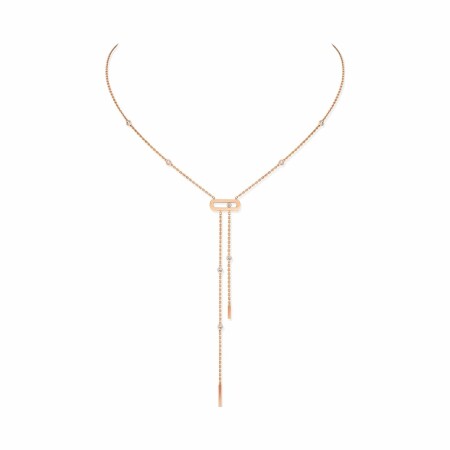 Messika Move Classique tie necklace, rose gold, diamonds