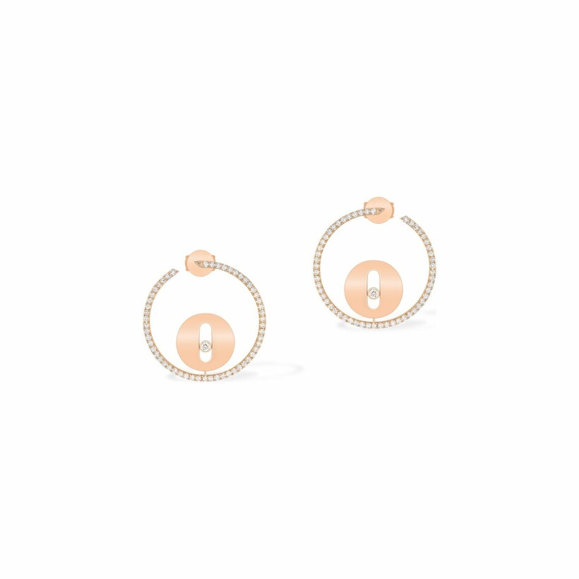 Messika Lucky Move S creole earrings, rose gold, diamonds