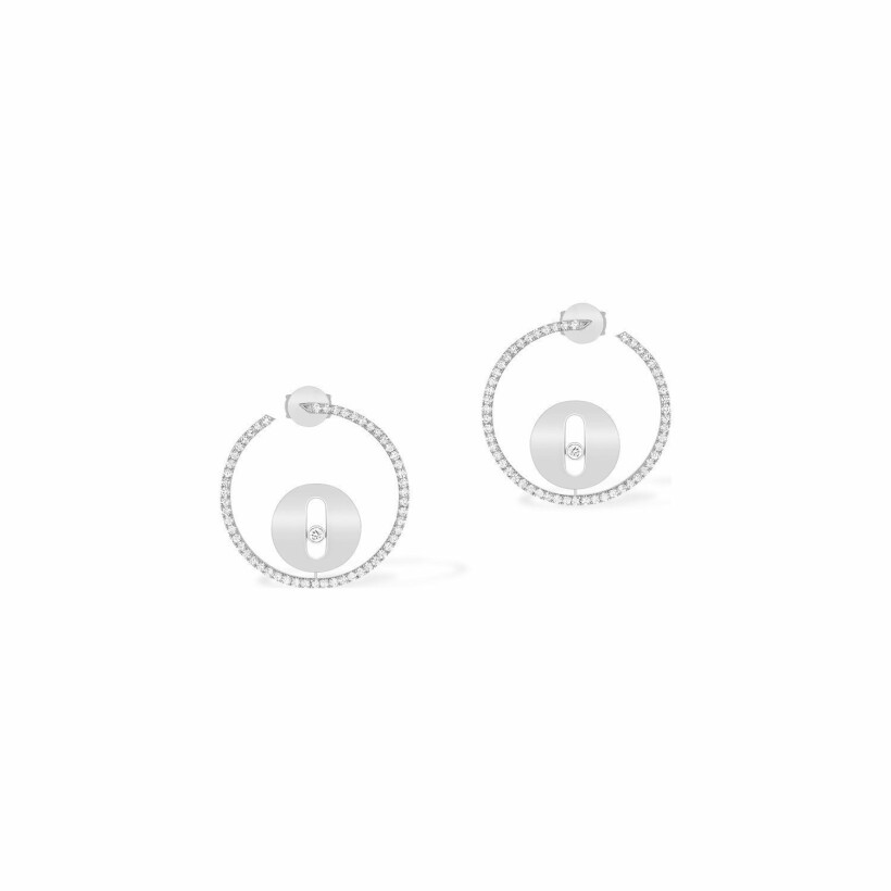 Messika Lucky Move PM creole earrings, white gold, diamonds