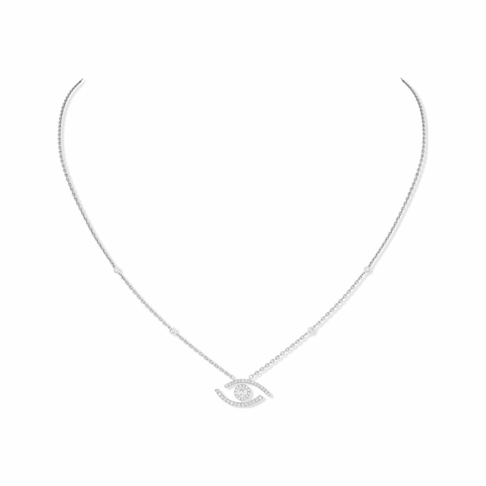 Collier Messika Lucky Eye pavé en or blanc et diamants