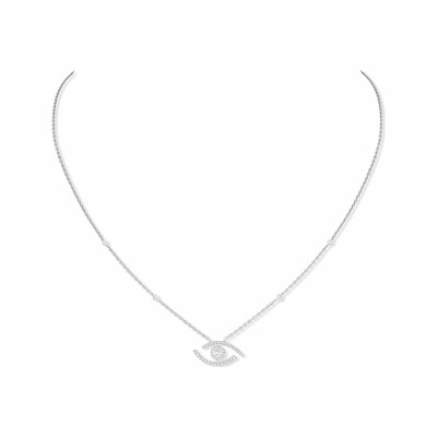 Collier Messika Lucky Eye pavé en or blanc et diamants