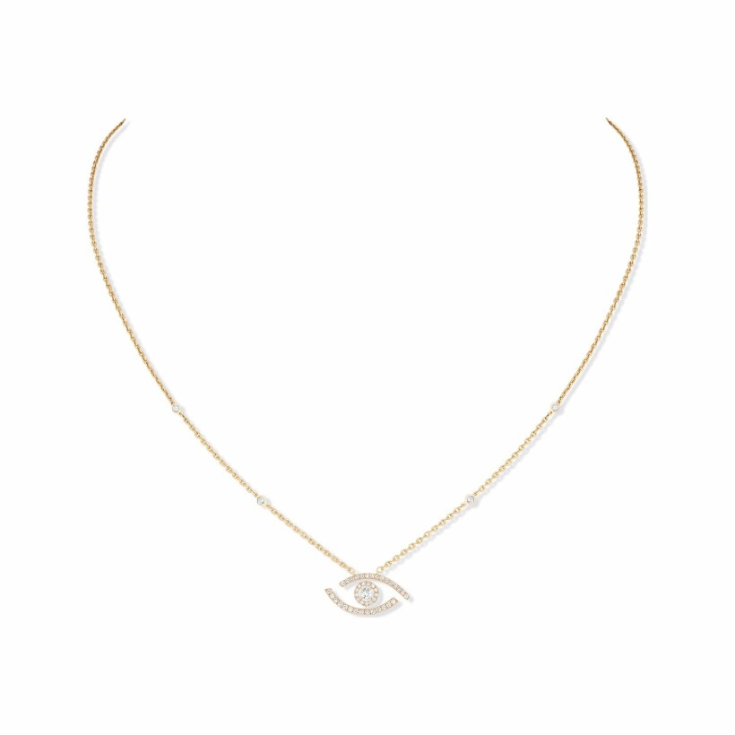 Messika Lucky Eye pave necklace, yellow gold, diamonds