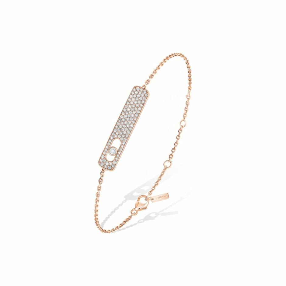 Bracelet Messika My First Diamond en or rose et pavé de diamants