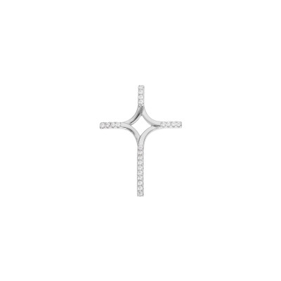 Pendentif croix sertie en argent rhodié et oxydes de zirconium