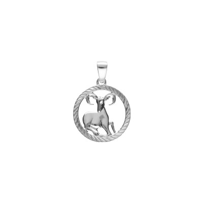 Médaille 15mm zodiaque Bélier en argent rhodié