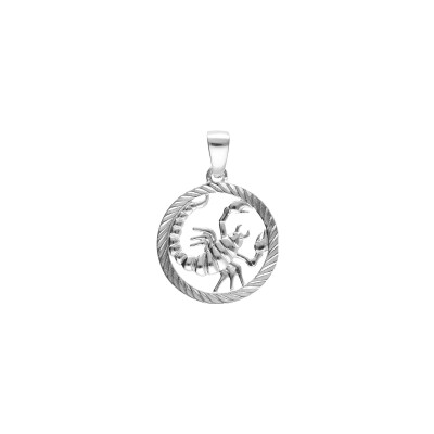 Médaille 15mm zodiaque Scorpion en argent rhodié