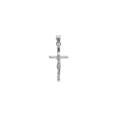 Pendentif Jésus sur croix 20 x 10mm en argent rhodié