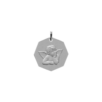 Pendentif Ange forme octogonale en argent rhodié