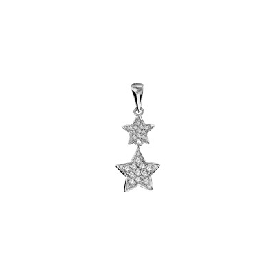 Pendentif 2 étoiles en argent rhodié