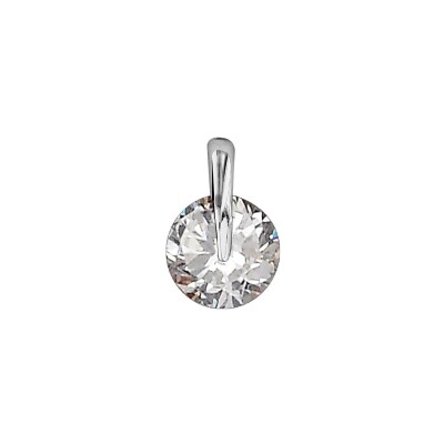 Pendentif rond en argent rhodié et oxyde de zirconium