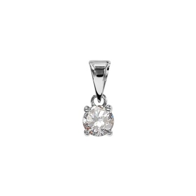 Pendentif solitaire serti 4 griffes 5mm en argent rhodié et oxyde de zirconium
