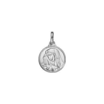 Médaille Vierge 14mm en argent rhodié