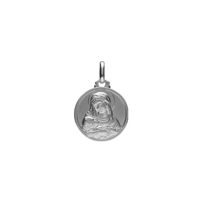 Pendentif Vierge et L'Enfant 16mm en argent rhodié