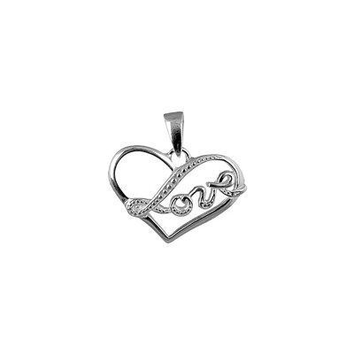 Pendentif galet Grave Maman On T'Aime en argent rhodié