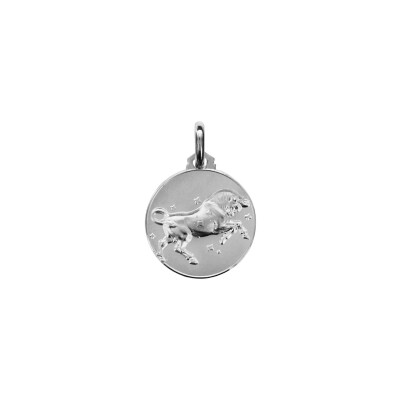 Médaille zodiaque Taureau en argent rhodié