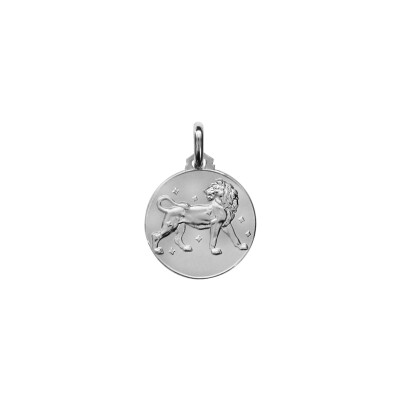 Médaille zodiaque Lion en argent rhodié