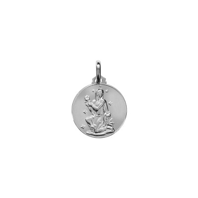 Médaille zodiaque Vierge en argent rhodié