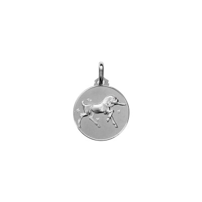 Médaille zodiaque Capricorne en argent rhodié