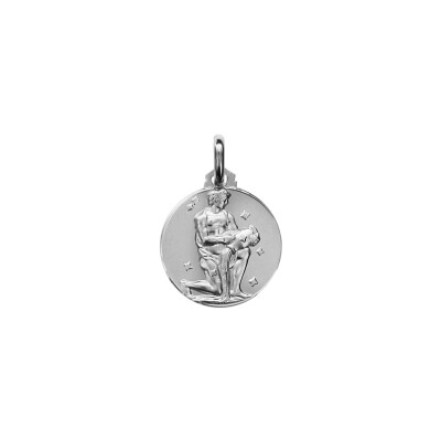 Médaille zodiaque Verseau en argent rhodié